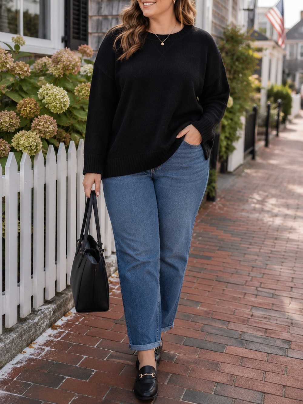 Tuckernuck Black Cozy Knit Oversized Drop Shoulder Pullover
